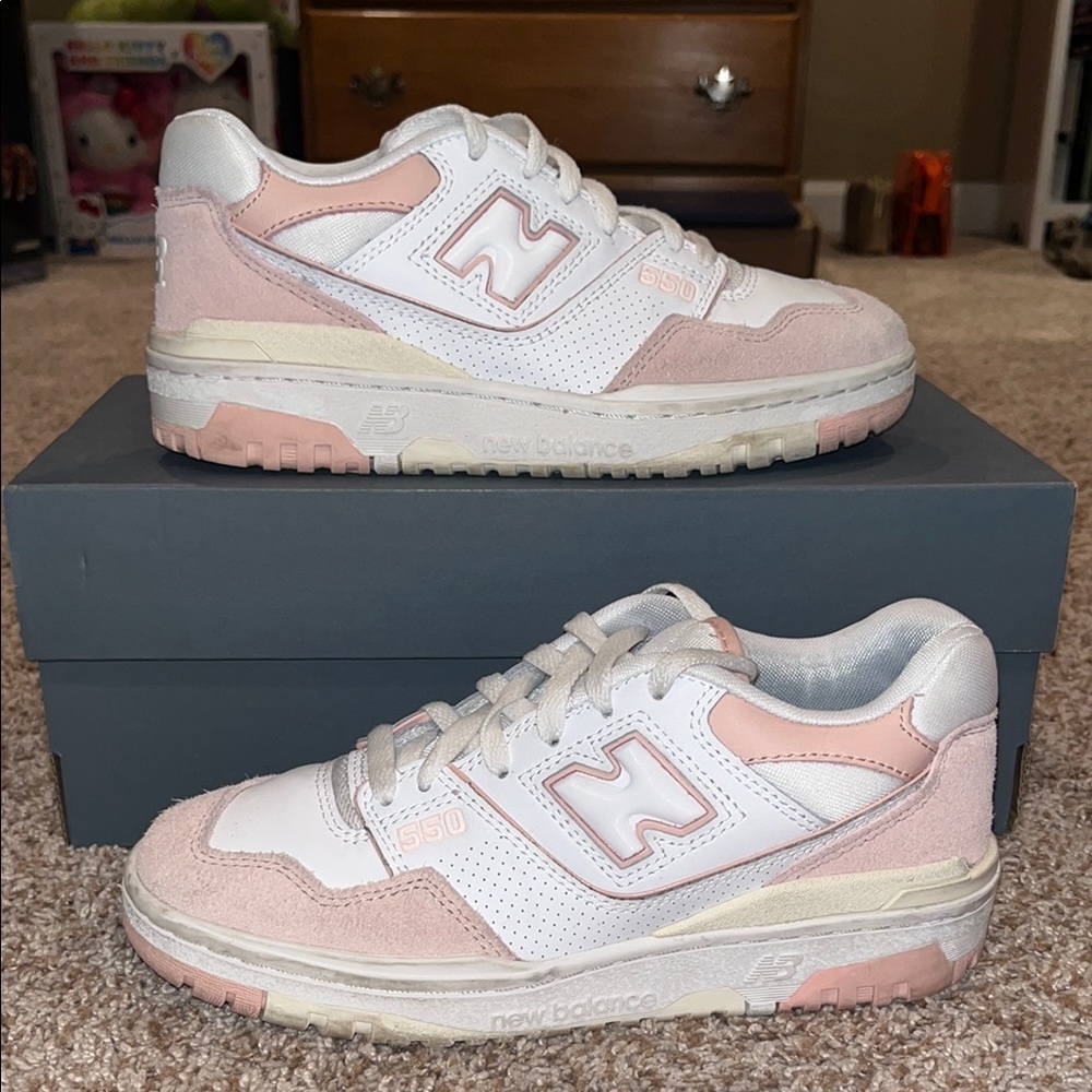 New Balance 550 White and Pink Sneakers Classic Design
